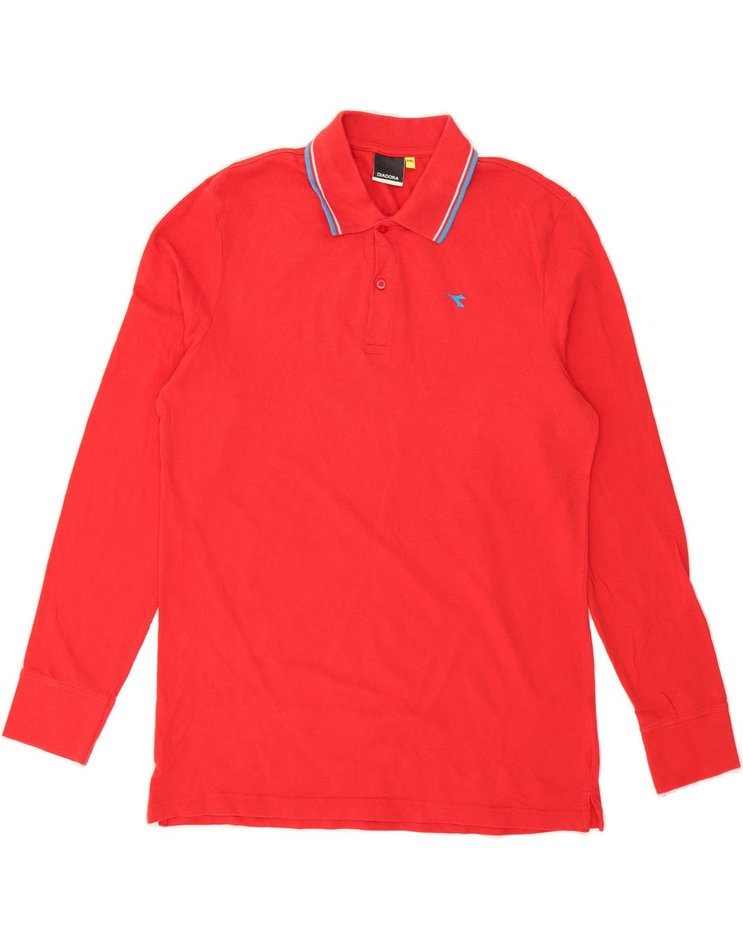 DIADORA Mens Long Sleeve Polo Shirt 2XL Red Vintage Diadora and Second-Hand Diadora from Messina Hembry 