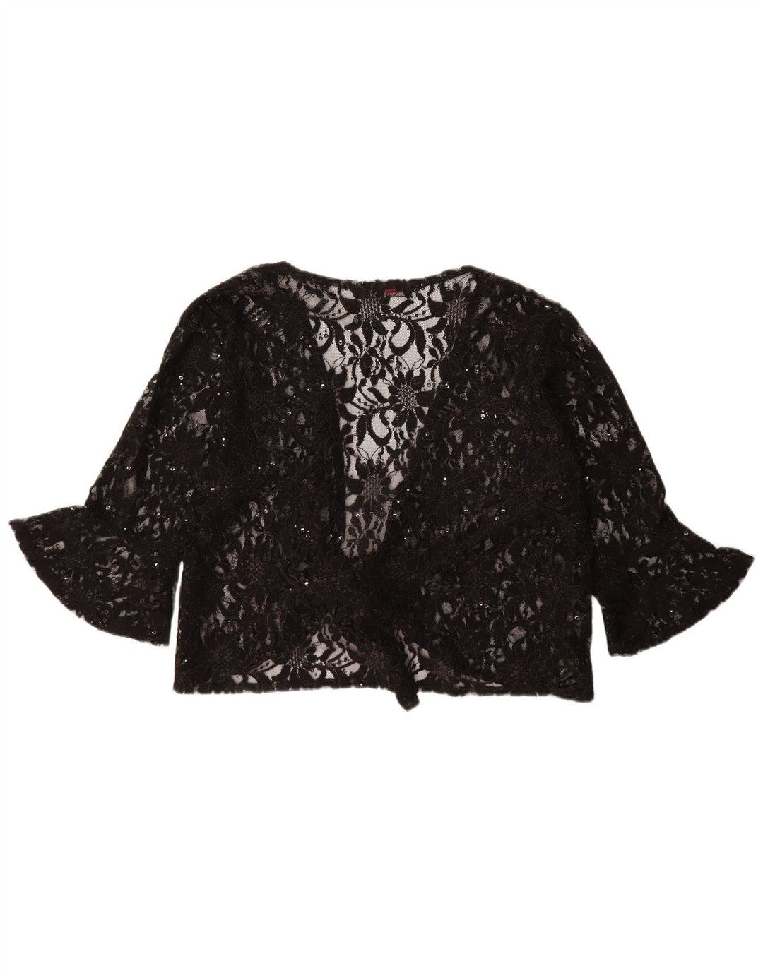 Nouvelle γυναικεία μπροστινή γραβάτα See Through Top UK 20/22 2XL Black Floral