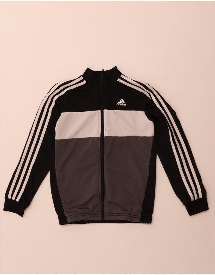 Adidas Boys Tracksuit Top Jacket 9-10 Years Black Polyester