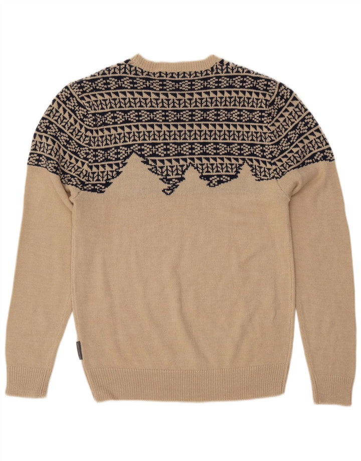 ΓΑΛΛΙΚΗ ΣΥΝΔΕΣΗ Ανδρικό πουλόβερ για λαιμό σκάφος, μεσαίο μπεζ γεωμετρικό