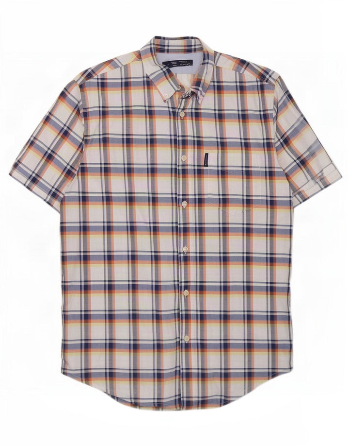 Ben Sherman Ανδρικό κοντομάνικο πουκάμισο μεγάλο μπλε βαμβακερό
