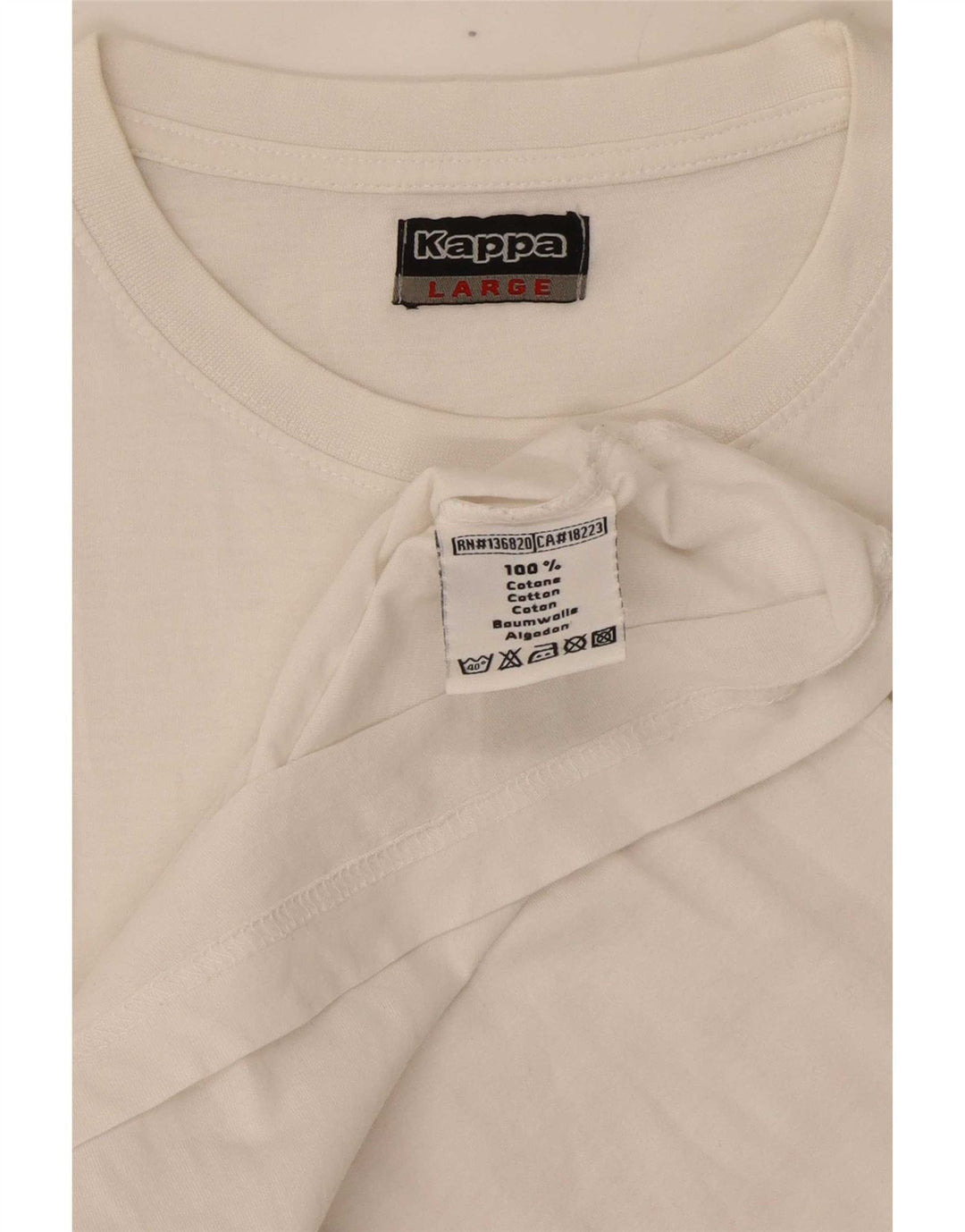 Ανδρικό γραφικό T-Shirt Kappa Top μεγάλο λευκό βαμβακερό
