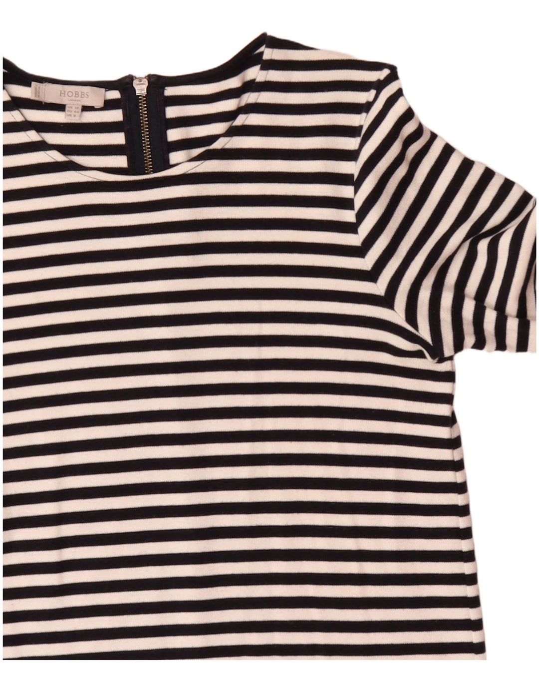 Γυναικείο φόρεμα Hobbs 3/4 Sleeve Shift UK 12 μεσαίο μαύρο βαμβακερό ριγέ