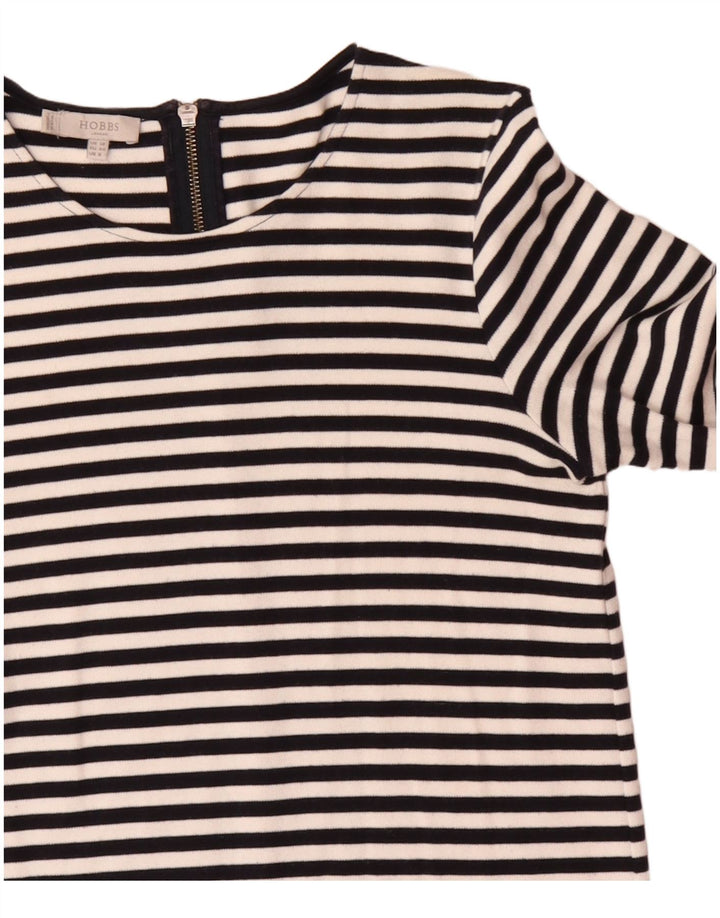 Γυναικείο φόρεμα Hobbs 3/4 Sleeve Shift UK 12 μεσαίο μαύρο βαμβακερό ριγέ