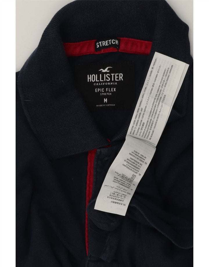 Ανδρικό μπλουζάκι πόλο Hollister, μεσαίο μπλε βαμβακερό