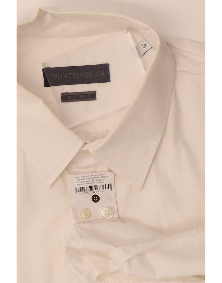TRUSSARDI Ανδρικό Πουκάμισο Μέγεθος 42 Μεγάλο Λευκό Βαμβακερό