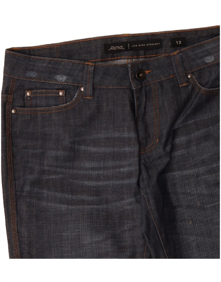 LEE Womens Riders Χαμηλόμέση ίσιο τζιν US 12 Large W34 L33 Navy Blue