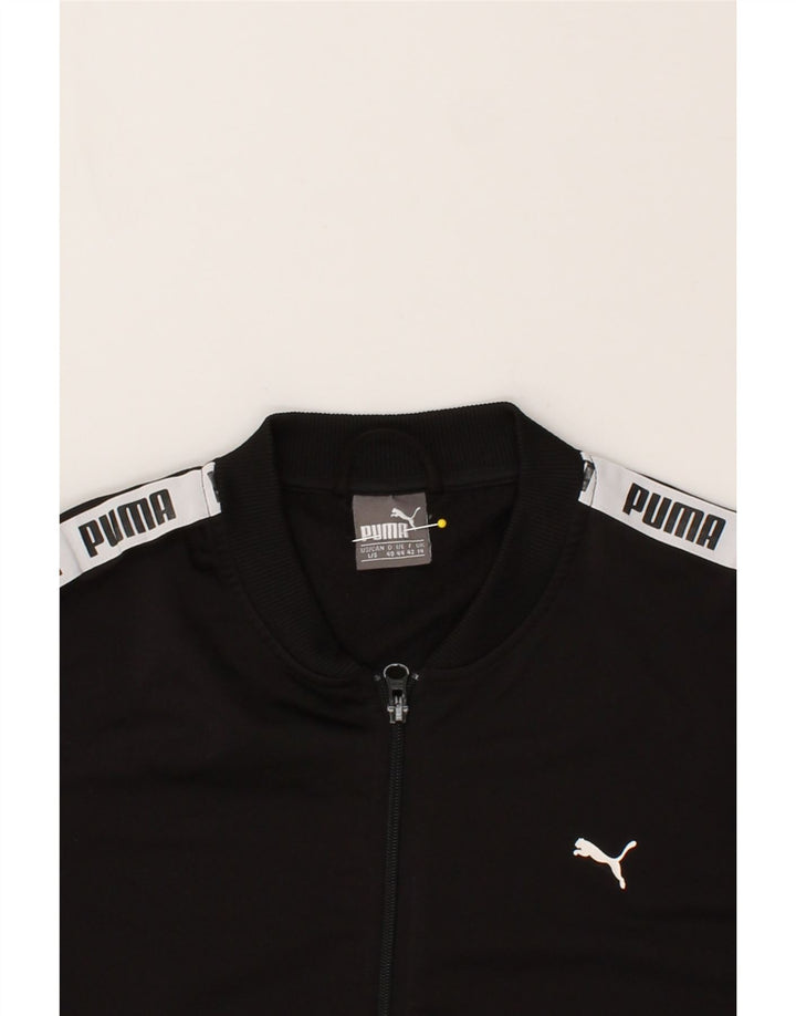 PUMA Womens Graphic Tracksuit Top Jacket UK 14 Large Black Polyester Vintage Puma and Second-Hand Puma from Messina Hembry 