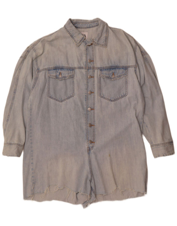 Zara Γυναικείο Τζιν Playsuit UK 16 μεγάλο μπλε βαμβακερό