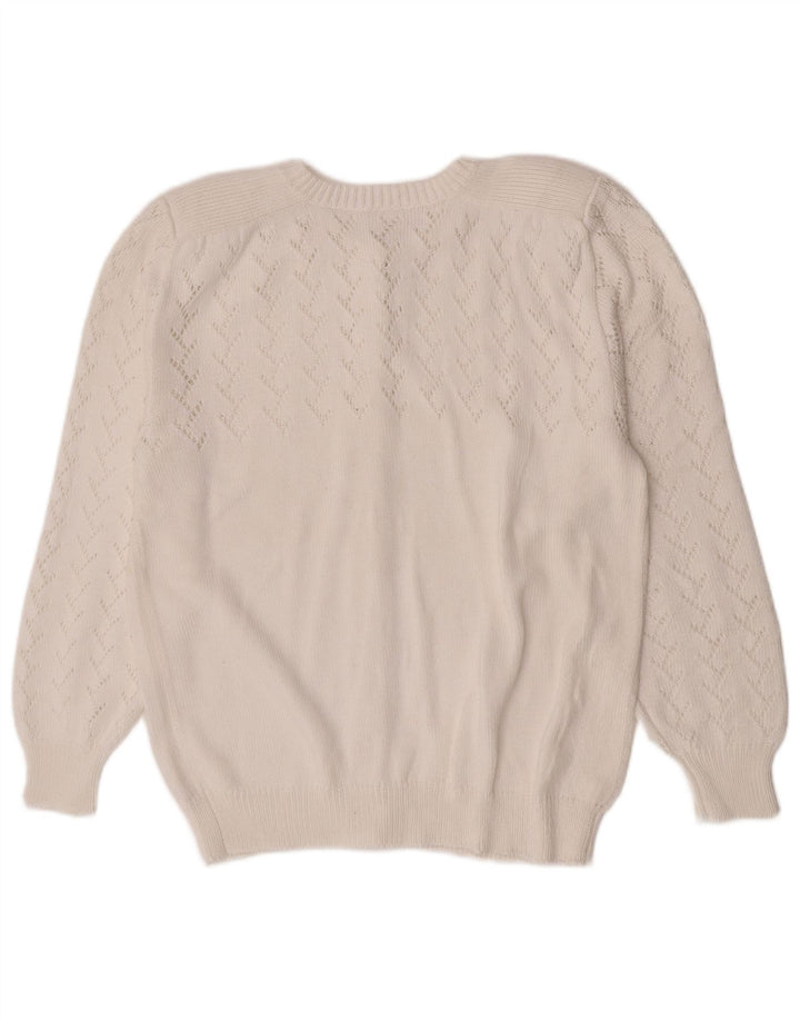 Vintage γυναικεία ζακέτα πουλόβερ UK 14 Medium White