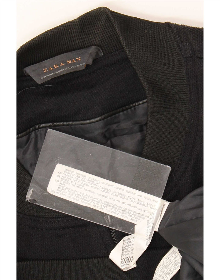 Zara Ανδρικό Bomber Jacket UK 42 XL Μαύρο Πολυεστέρας