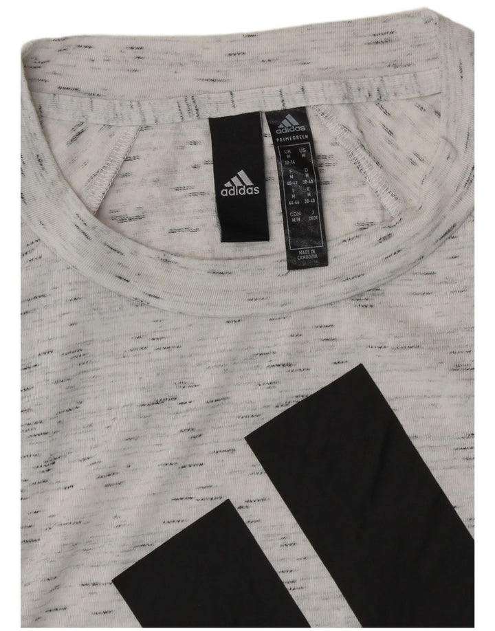 ADIDAS Womens Graphic Vest Top UK 12/14 Medium Grey Flecked