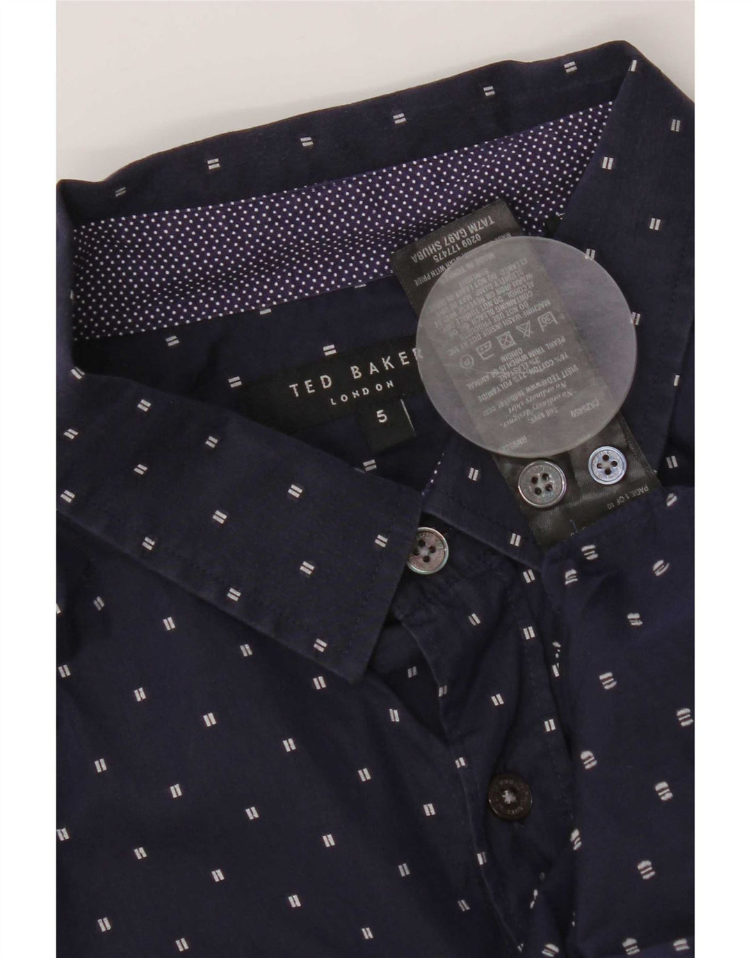 Ανδρικό πουκάμισο Ted Baker, νούμερο 5 XL, μπλε ναυτικό βαμβακερό με στίγματα