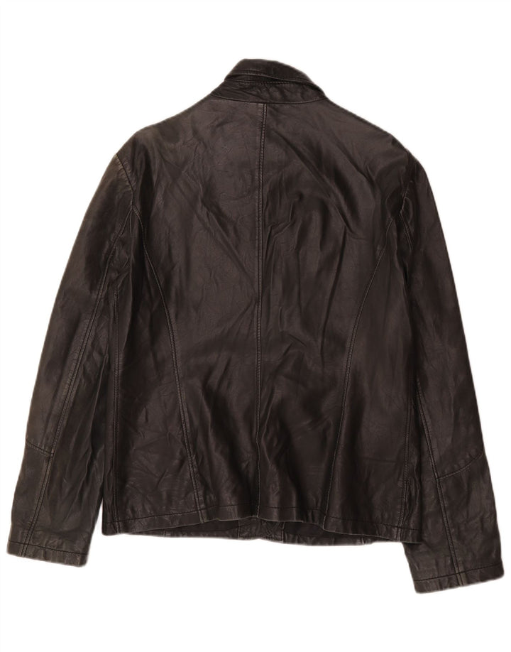 Vintage Γυναικείο Δερμάτινο Μπουφάν UK 14 Medium Black Leather