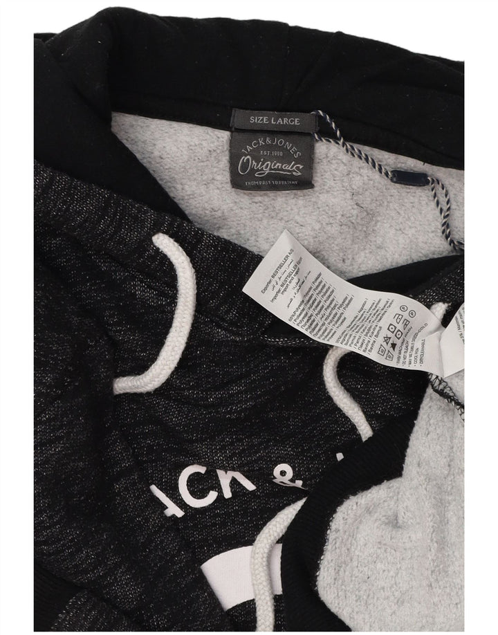 JACK & JONES Ανδρικά γραφικά κουκούλα με κουκούλα με μεγάλο γκρι πολυεστέρα