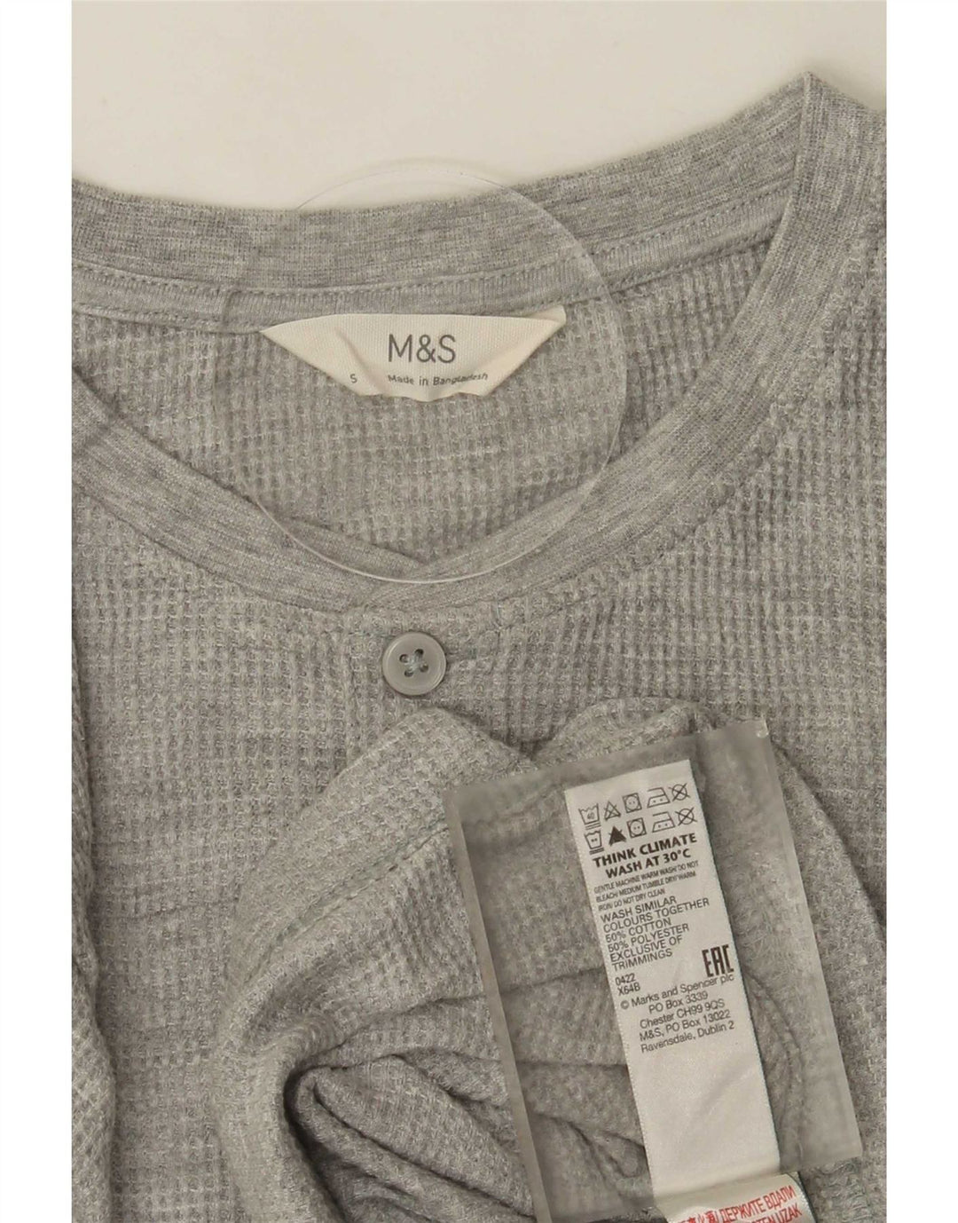 Marks & Spencer Ανδρικό τοπ μακρυμάνικο μικρό γκρι βαμβακερό