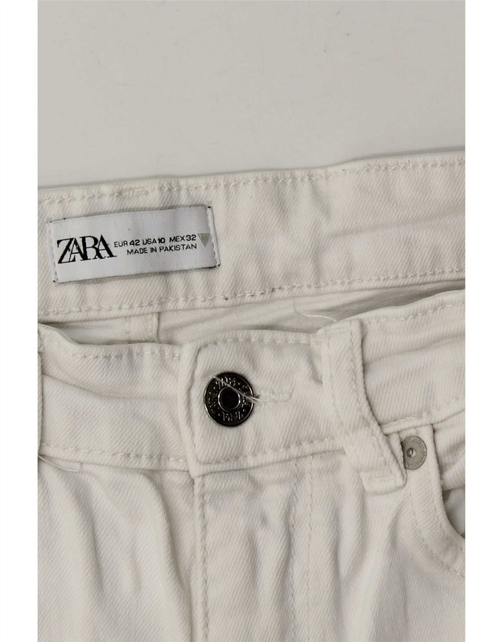 Zara Γυναικείο ίσιο κομμένο παντελόνι μεγάλο W32 L25 Λευκό