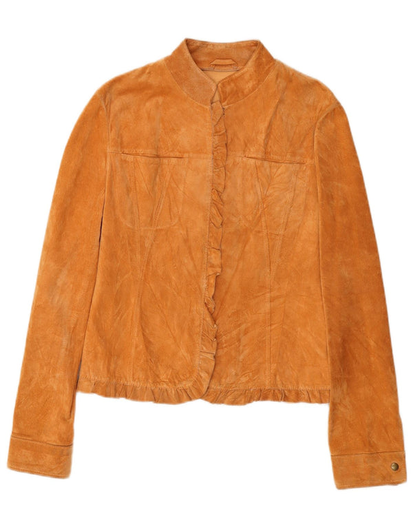 Stef In Time Womens Suede Jacket IT 42 Medium Beige Leather