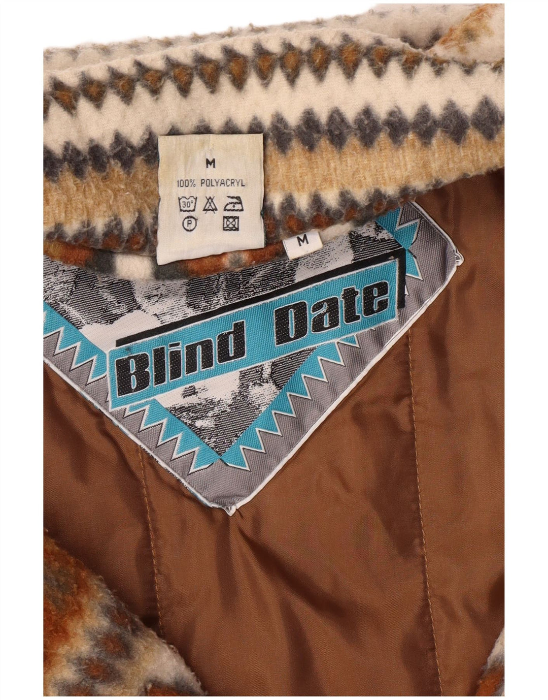 VINTAGE Γυναικείο Oversized Bomber Jacket UK 14 Medium Brown Fair Isle