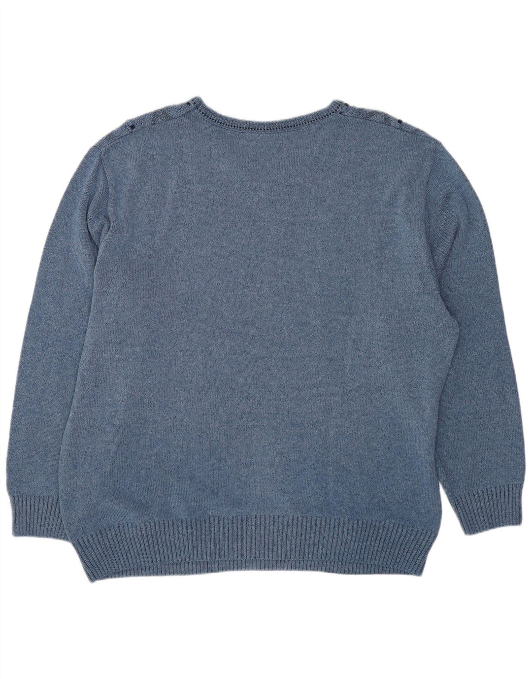 VINTAGE Ανδρικό πουλόβερ με V λαιμόκοψη UK 44 XL Μπλε γεωμετρικό βαμβακερό