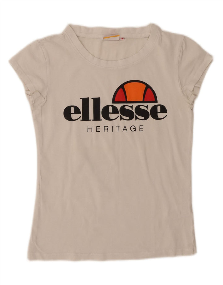Ellesse Γυναικείο T-Shirt Top UK 10 Small White Βαμβακερό