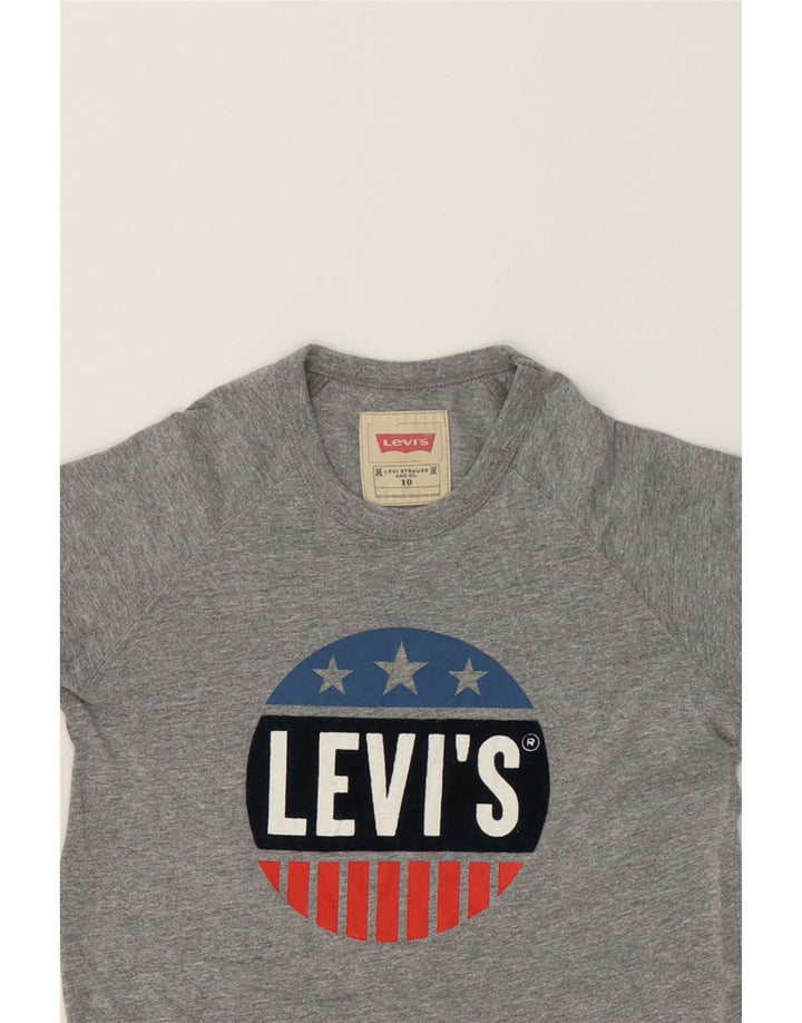 LEVI'S Boys Graphic Top Long Sleeve 9-10 Years Grey Cotton Vintage Levi's and Second-Hand Levi's from Messina Hembry 