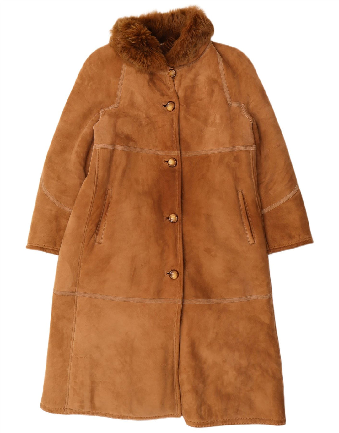 VINTAGE Γυναικείο Shearling Coat IT 44 Medium Brown Shearling