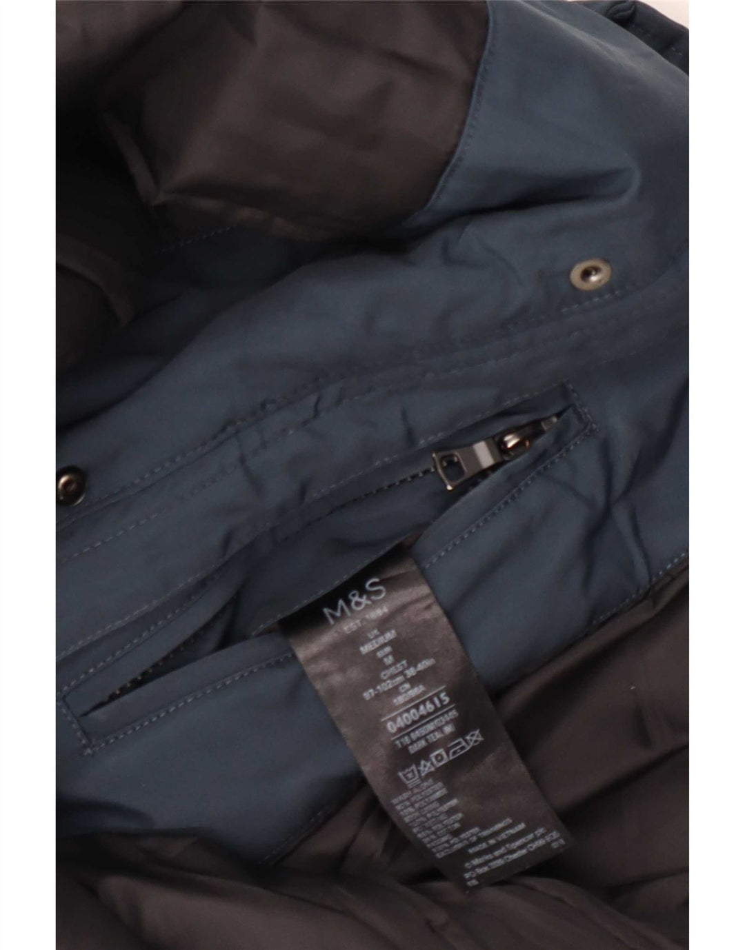 Ανδρικό μπουφάν με κουκούλα Marks & Spencer UK 38 Medium Blue Polyester