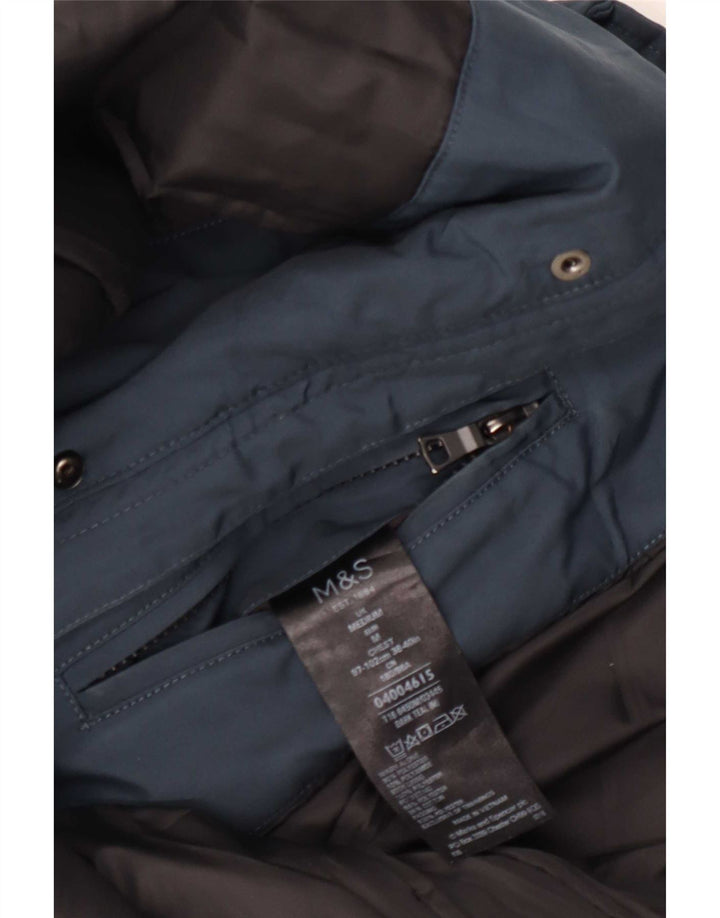 Ανδρικό μπουφάν με κουκούλα Marks & Spencer UK 38 Medium Blue Polyester