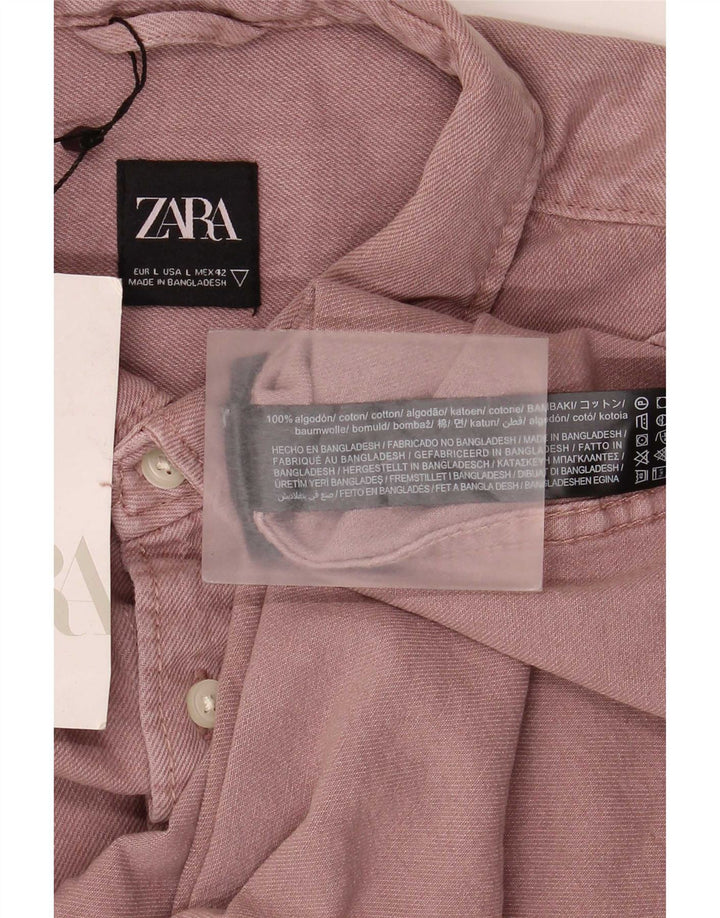 Ανδρικό πουκάμισο Zara μεγάλο ροζ βαμβακερό