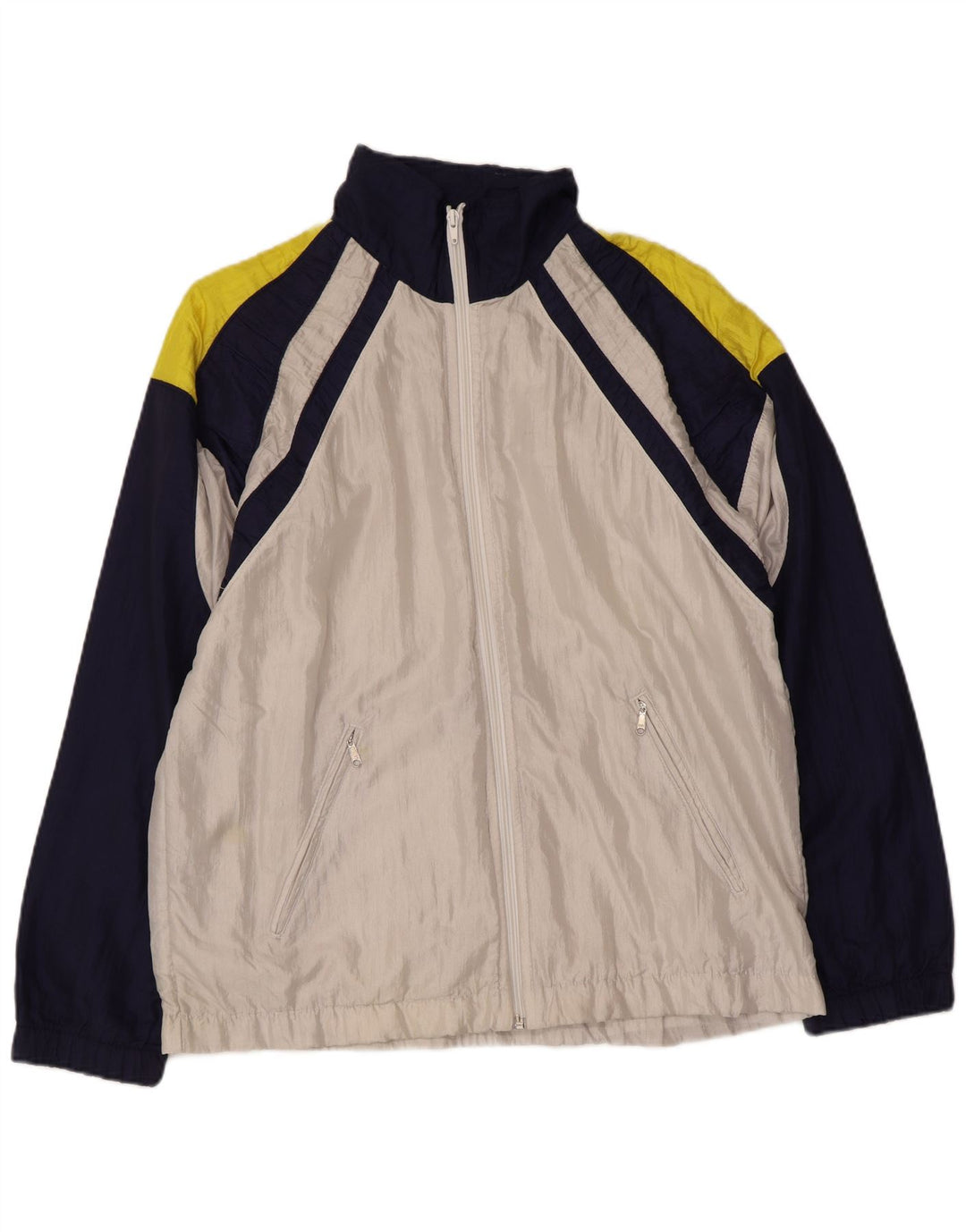 VINTAGE Mens Tracksuit Top Jacket Medium White Colourblock