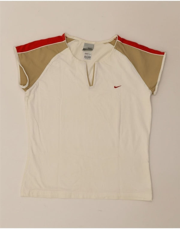 Γυναικείο T-Shirt Nike Top UK 16/18 XL Off White Colourblock