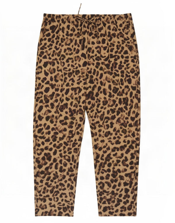 Zara Γυναικείο Cropped Παντελόνι Large W30 L25 Brown Animal Print Modal