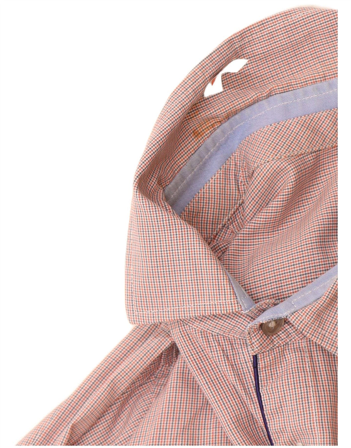 Ανδρικό πουκάμισο Hugo Boss με καρό λεπτή εφαρμογή, μεγάλο πορτοκαλί βαμβακερό Houndstooth