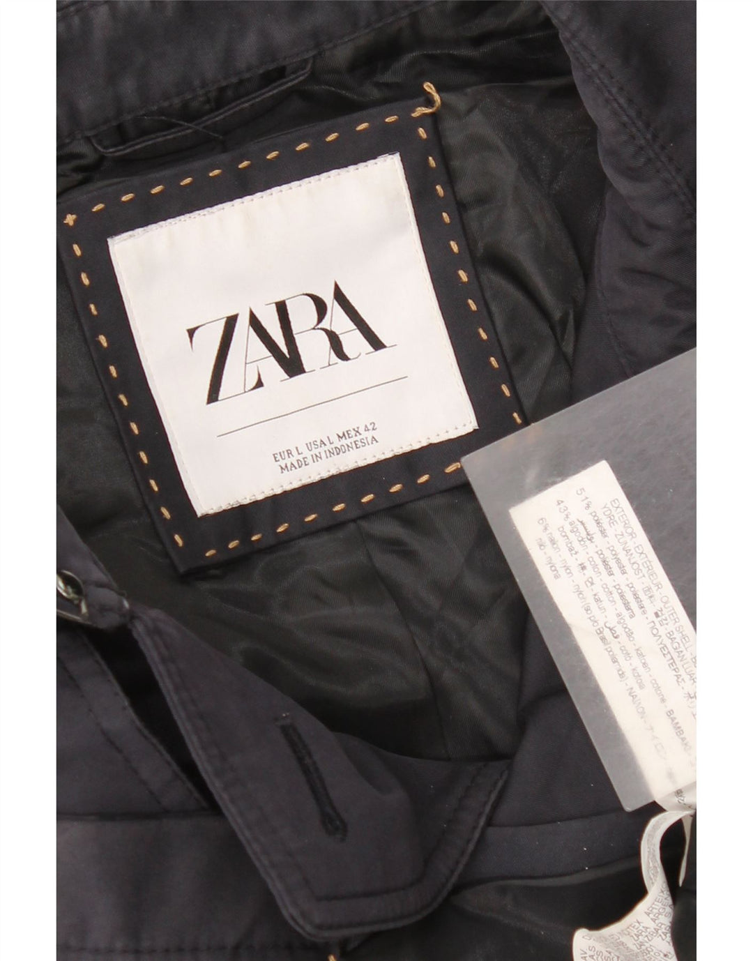 Zara Ανδρική καμπαρντίνα UK 40 Large Navy Blue Polyester