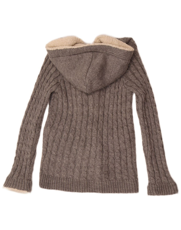 Zara Γυναικείο πουλόβερ με κουκούλα UK 10 Small Grey Acrylic