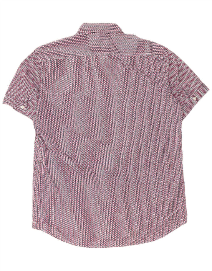 Ανδρικό κοντομάνικο πουκάμισο Carrera με κανονική εφαρμογή, μεγάλο κόκκινο γεωμετρικό βαμβακερό