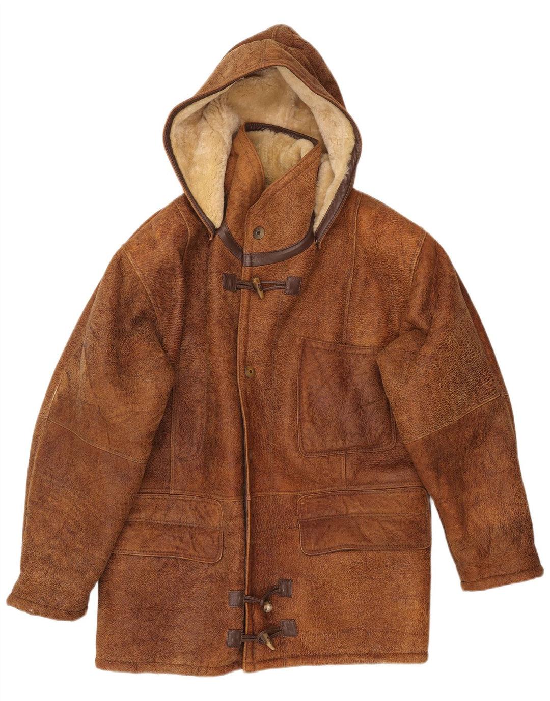 VINTAGE Ανδρικό Shearling Jacket IT 50 Large Brown Shearling