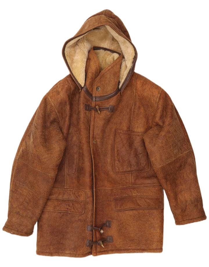 VINTAGE Ανδρικό Shearling Jacket IT 50 Large Brown Shearling