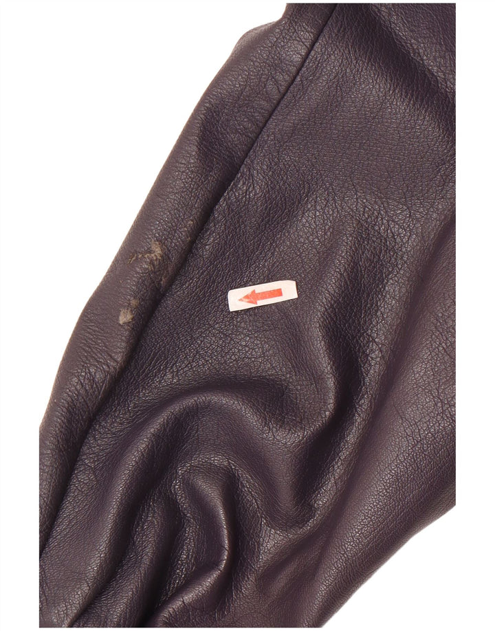 Vintage Γυναικείο Δερμάτινο Μπουφάν με 2 Κουμπιά UK 8 Small Purple