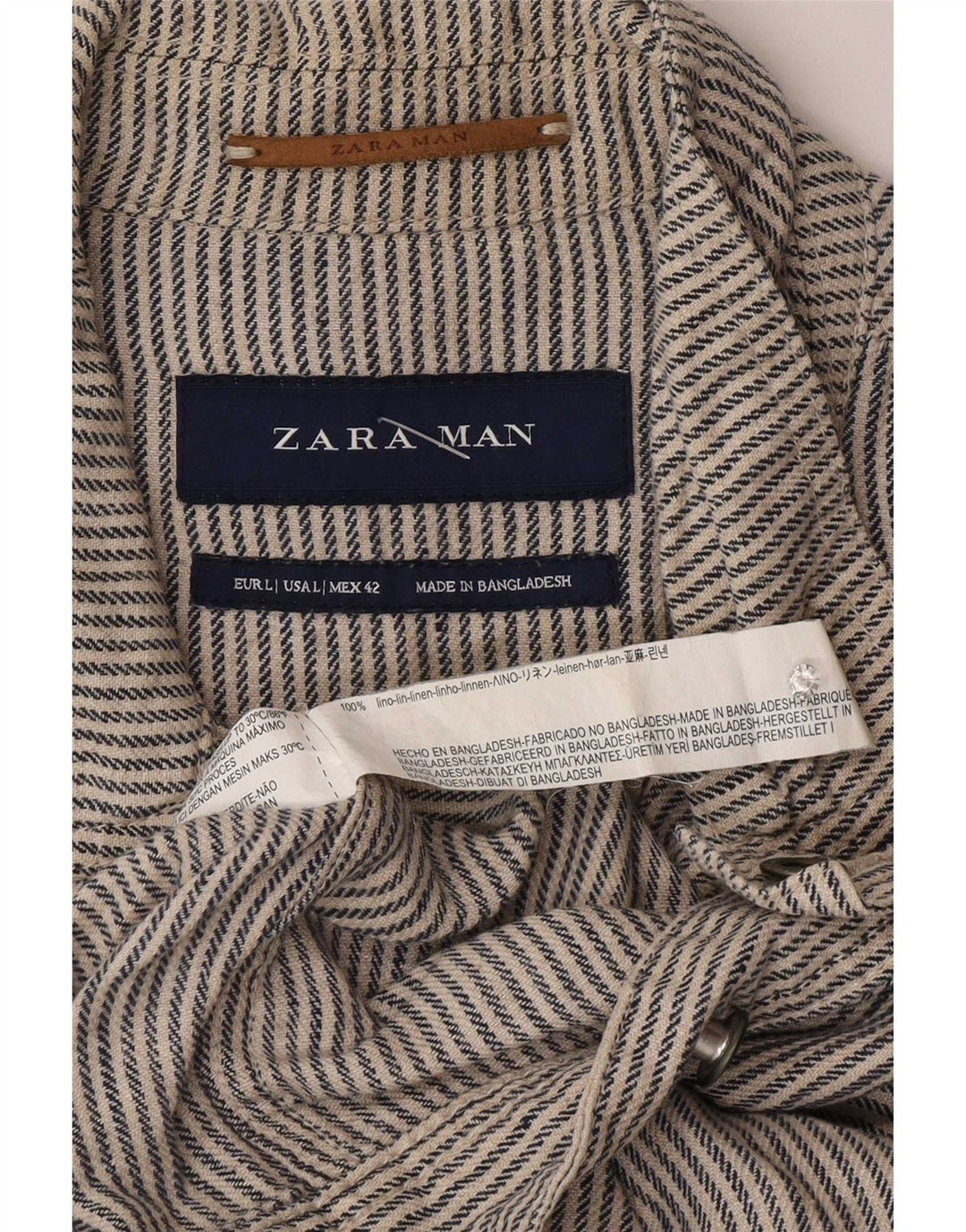 Zara Ανδρικό Bomber Jacket UK 40 Large Grey Pinstripe Lenn