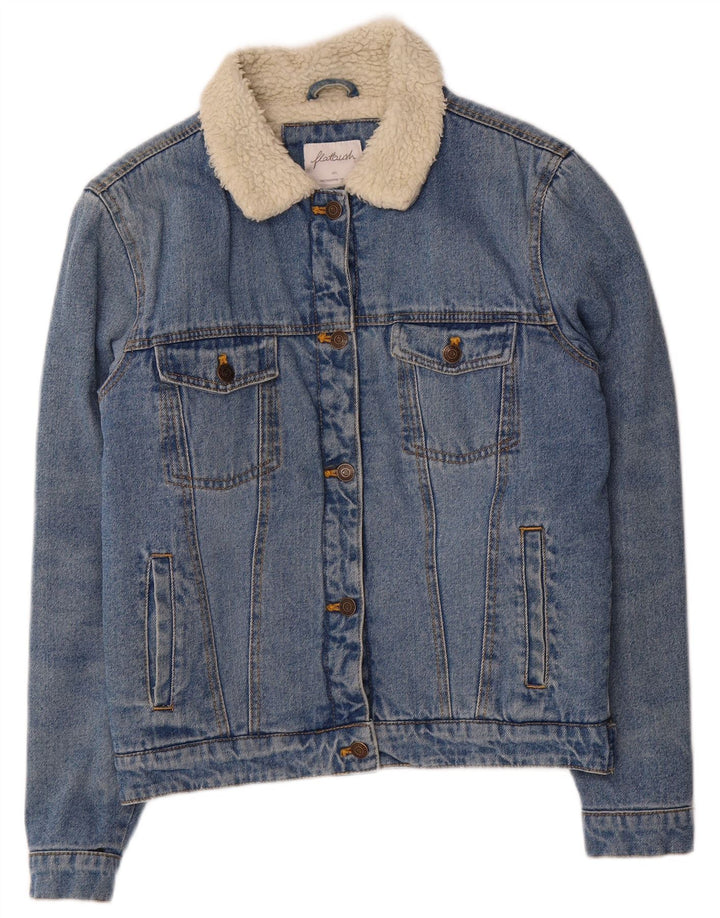 Flatbush γυναικείο υπερμεγέθη Sherpa τζιν μπουφάν UK 10 Small Blue Polyester