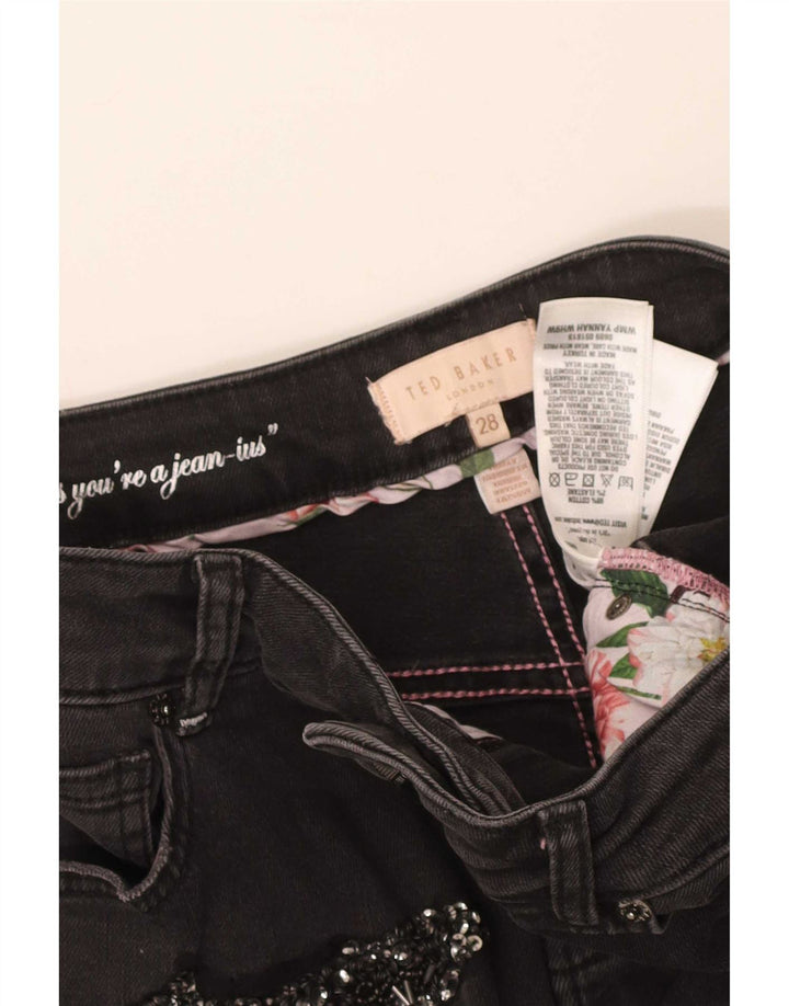 Ted Baker Womens Distressed Slim Jeans W28 L28 Μαύρο βαμβακερό