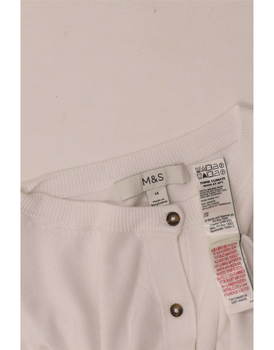 Marks & Spencer Γυναικεία ζακέτα πουλόβερ UK 14 μεσαία λευκή βισκόζη