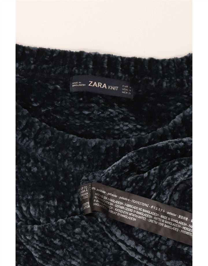 Zara Γυναικείο πουλόβερ με λαιμόκοψη μεγάλου μεγέθους UK 14 Medium Navy Blue