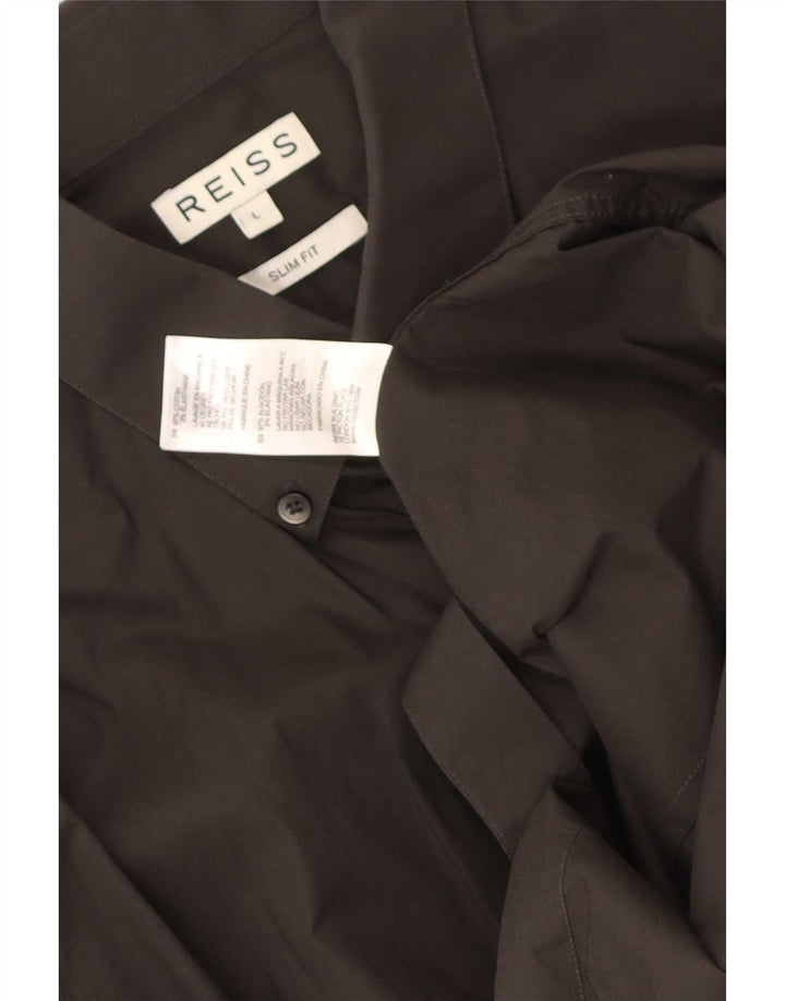 Ανδρικό πουκάμισο Reiss Slim Fit μεγάλο μαύρο βαμβακερό
