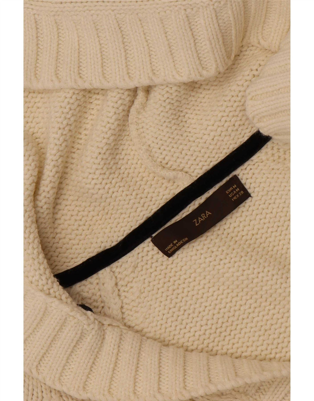 Zara Γυναικείο πουλόβερ με κουκούλα UK 12 Medium Off White