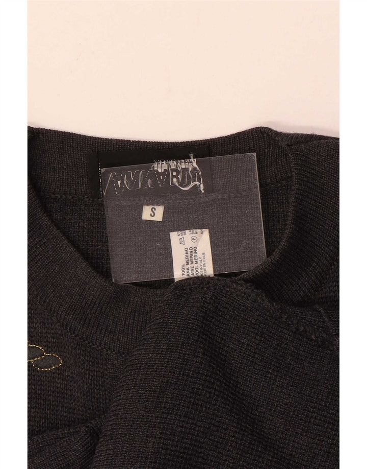 Vintage γυναικείο oversized ζακέτα πουλόβερ UK 10 Small Grey Wool