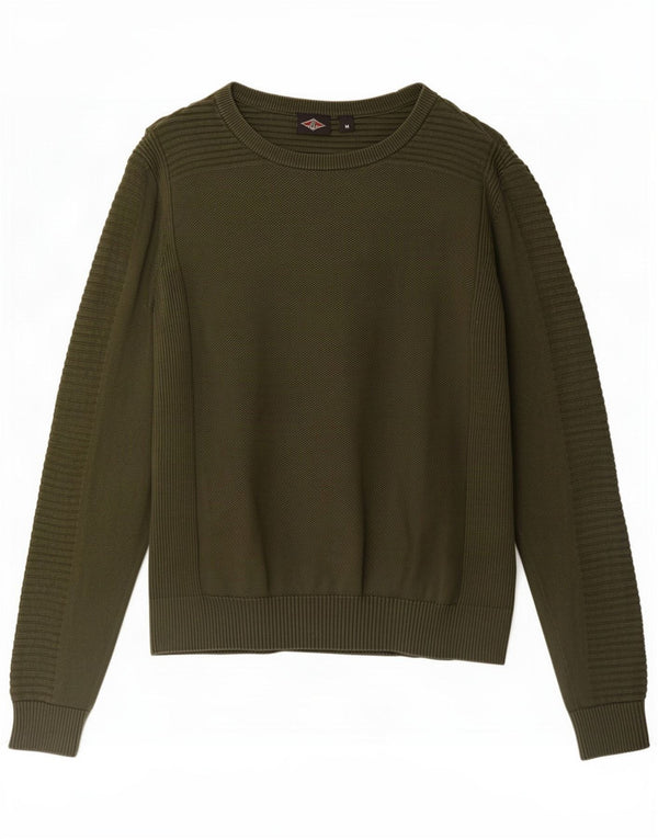Γυναικείο Bear Boat Neck Jumper UK 14 Medium Khaki Βαμβακερό
