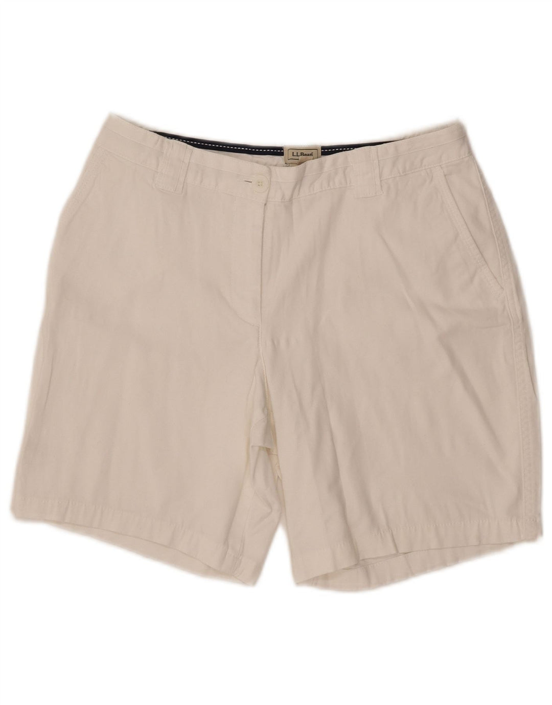 L.L.BEAN Γυναικείο ψηλόμεσο σορτς chino US 10 μεγάλο W30 λευκό βαμβακερό